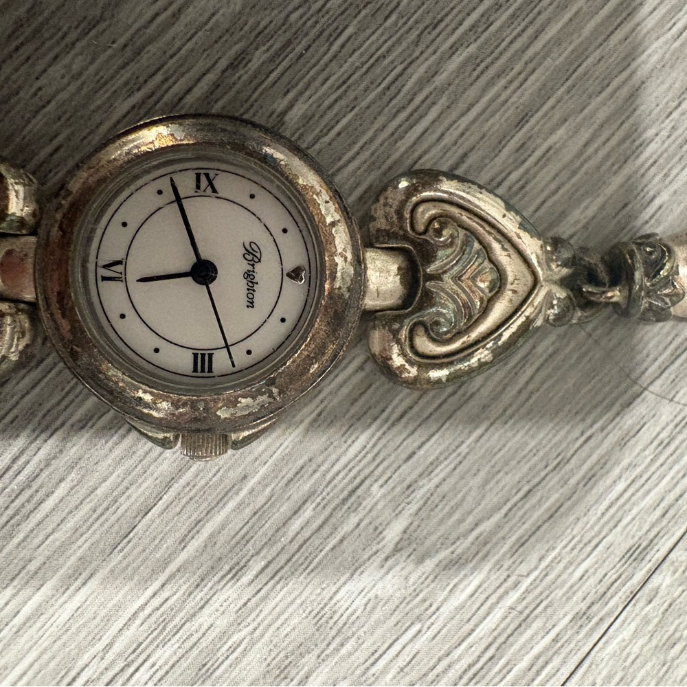Brighton Silver Heart-Shaped Clock